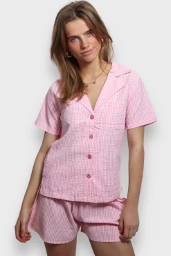 Meet Me There Loungewear|Check Pajamas Pink