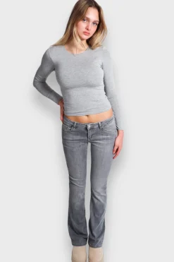 Meet Me There Trousers|Flared Low Waist Jeans Gray