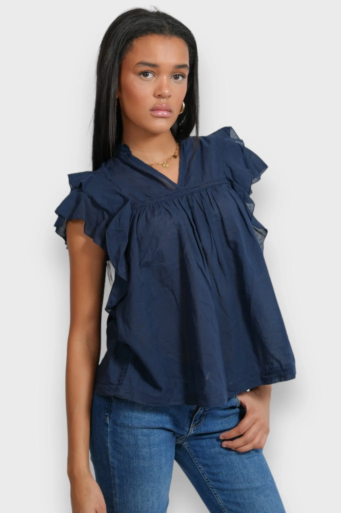 Meet Me There Tops|Flora Blouse Navy