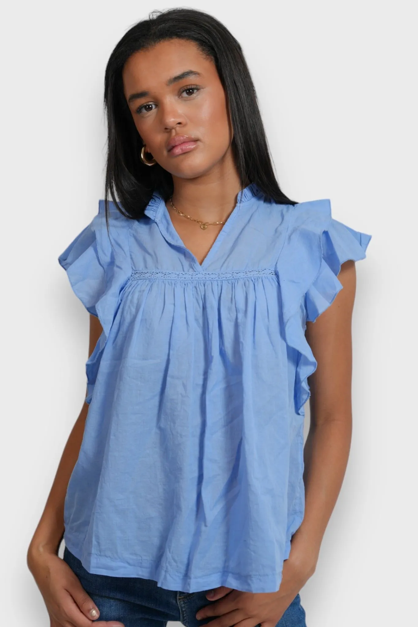 Meet Me There Tops|Flora Blouse Sky Blue