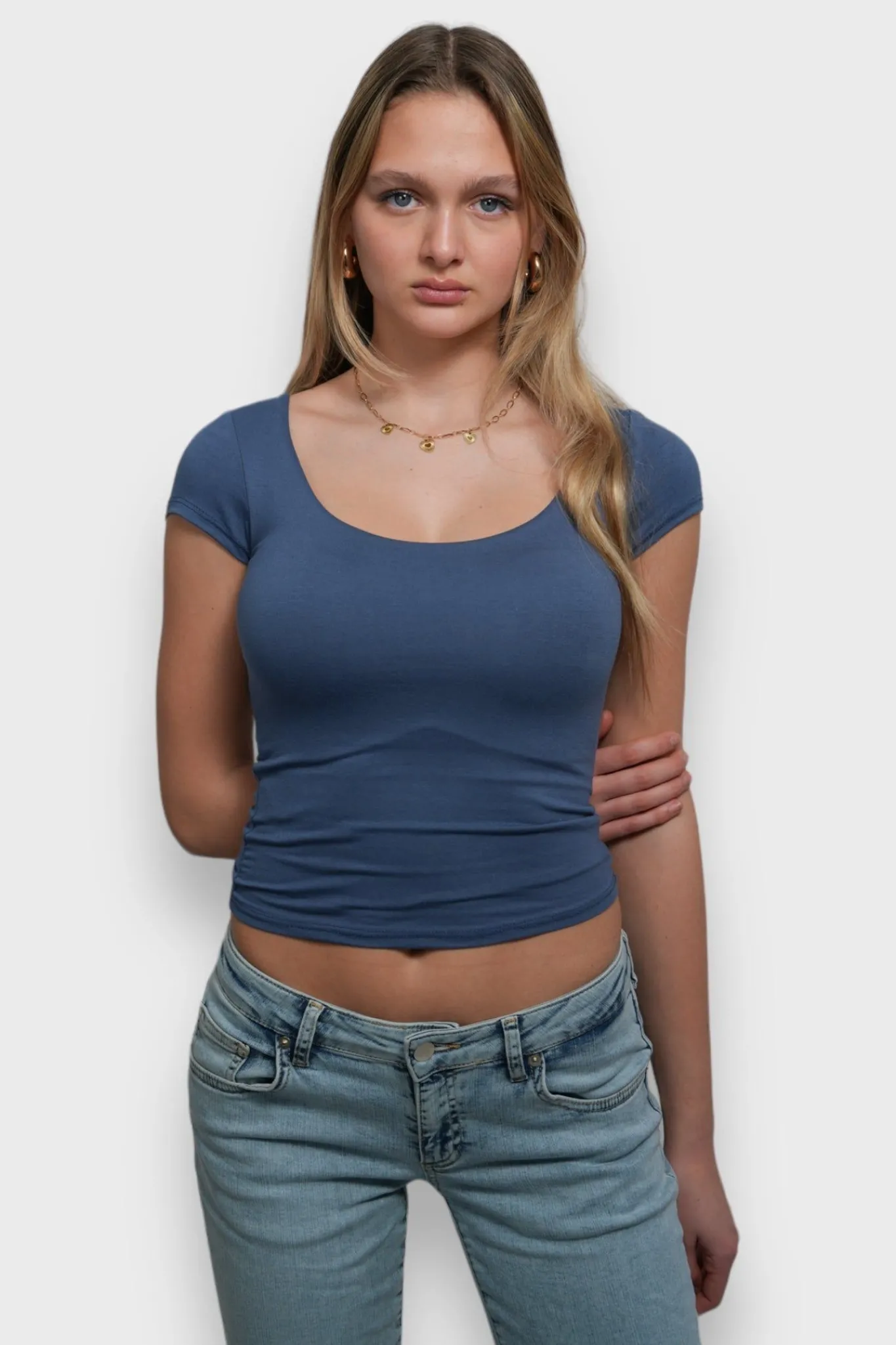 Meet Me There Tops|Lola Top Steel Blue