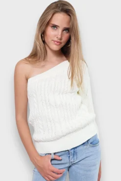 Meet Me There Tops|One Sleeve Sweater White