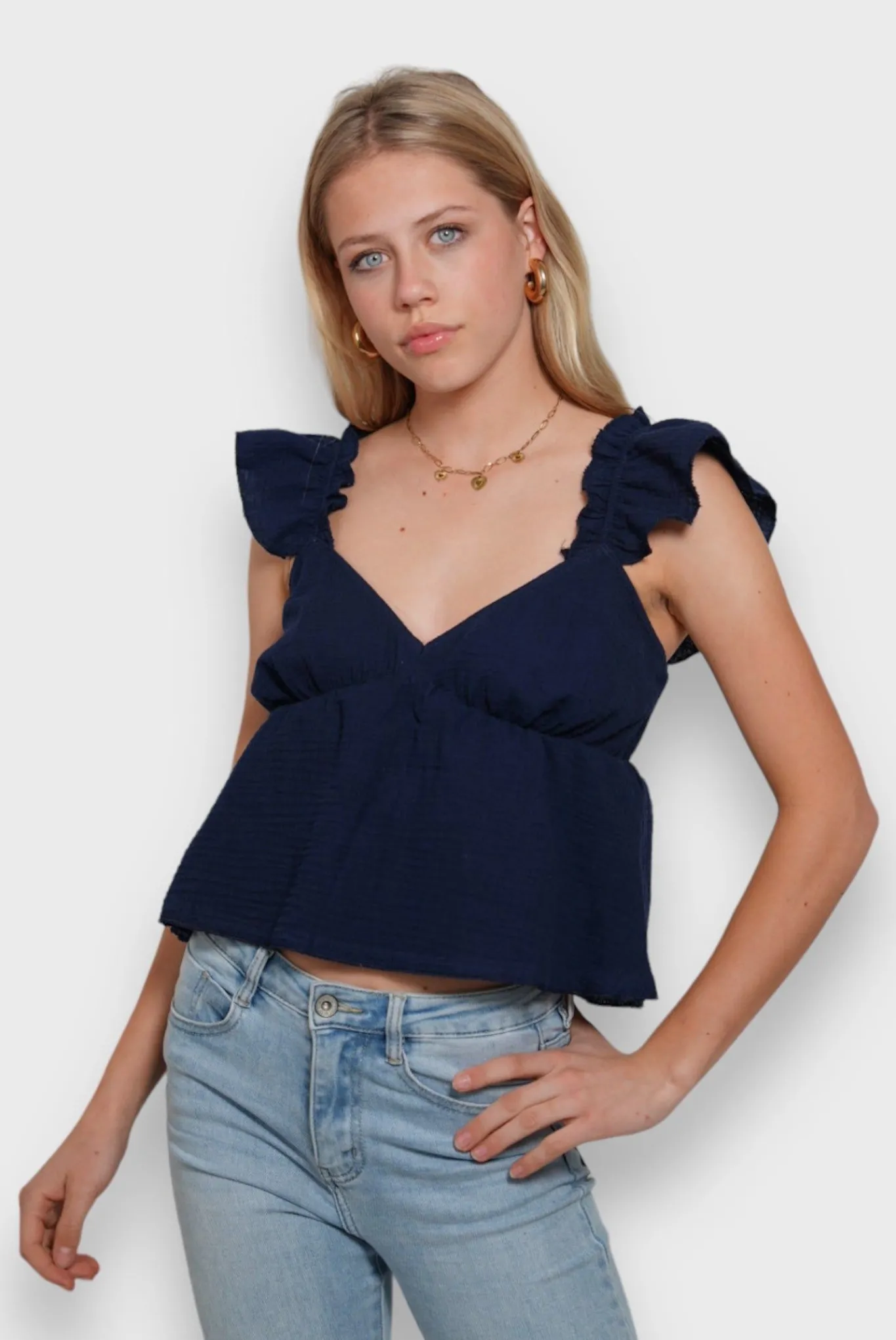 Meet Me There Tops|Sandy Top Navy