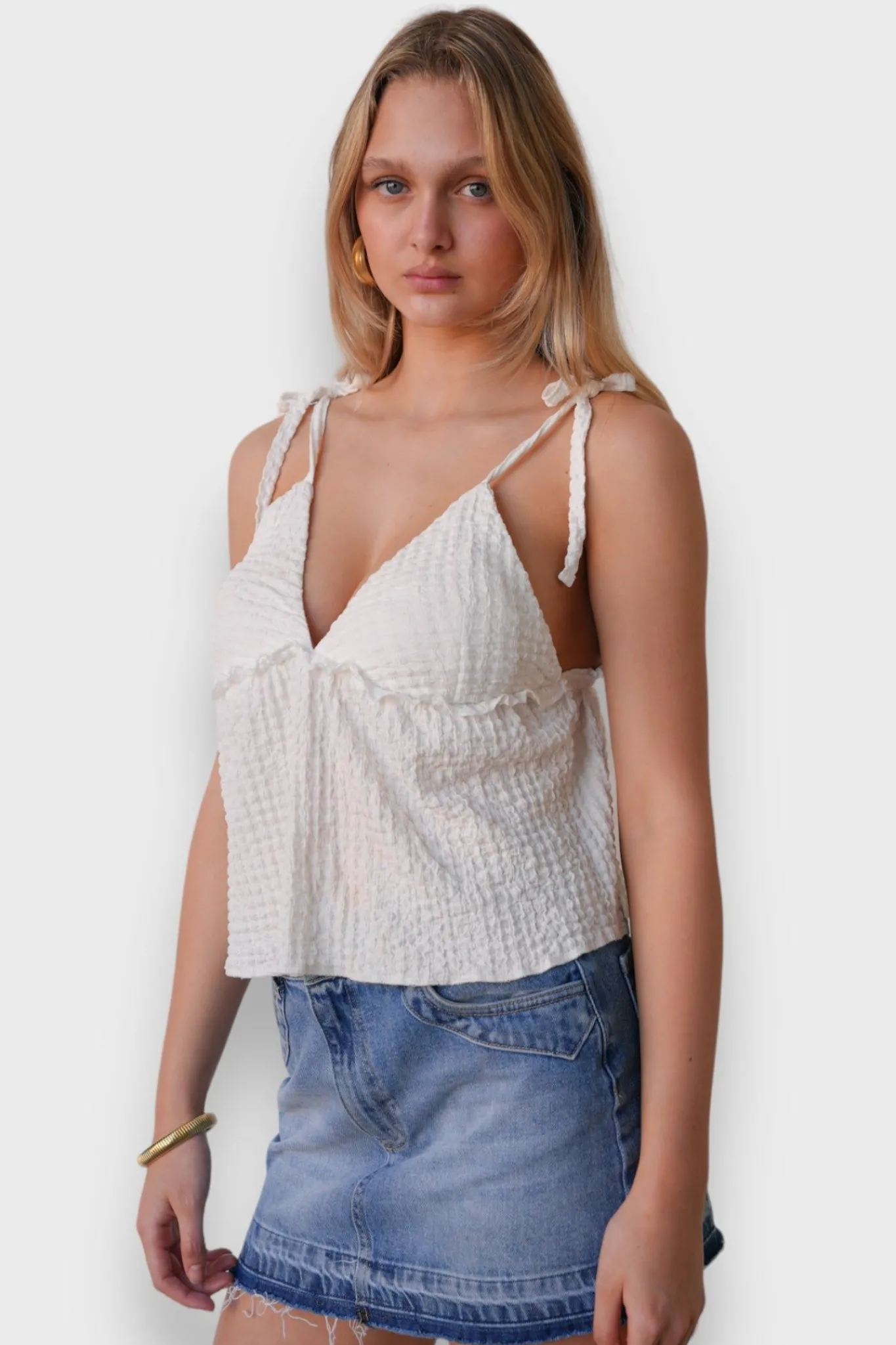Meet Me There Tops|Violet Top White Crinkle