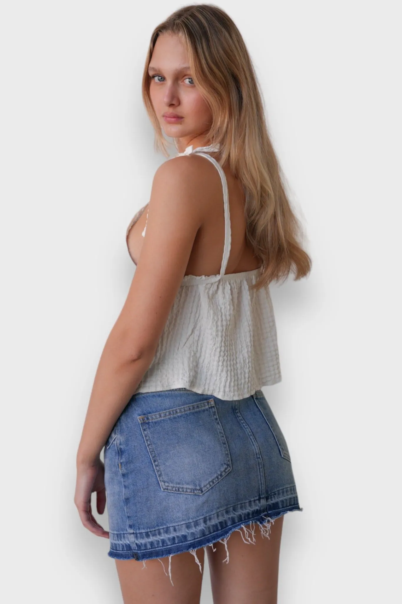 Meet Me There Tops|Violet Top White Crinkle
